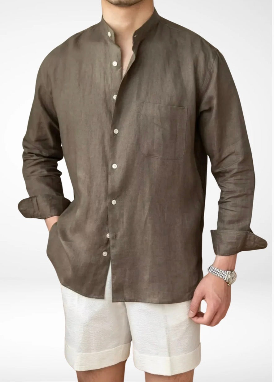 Terre Linen Shirt – Dark Brown