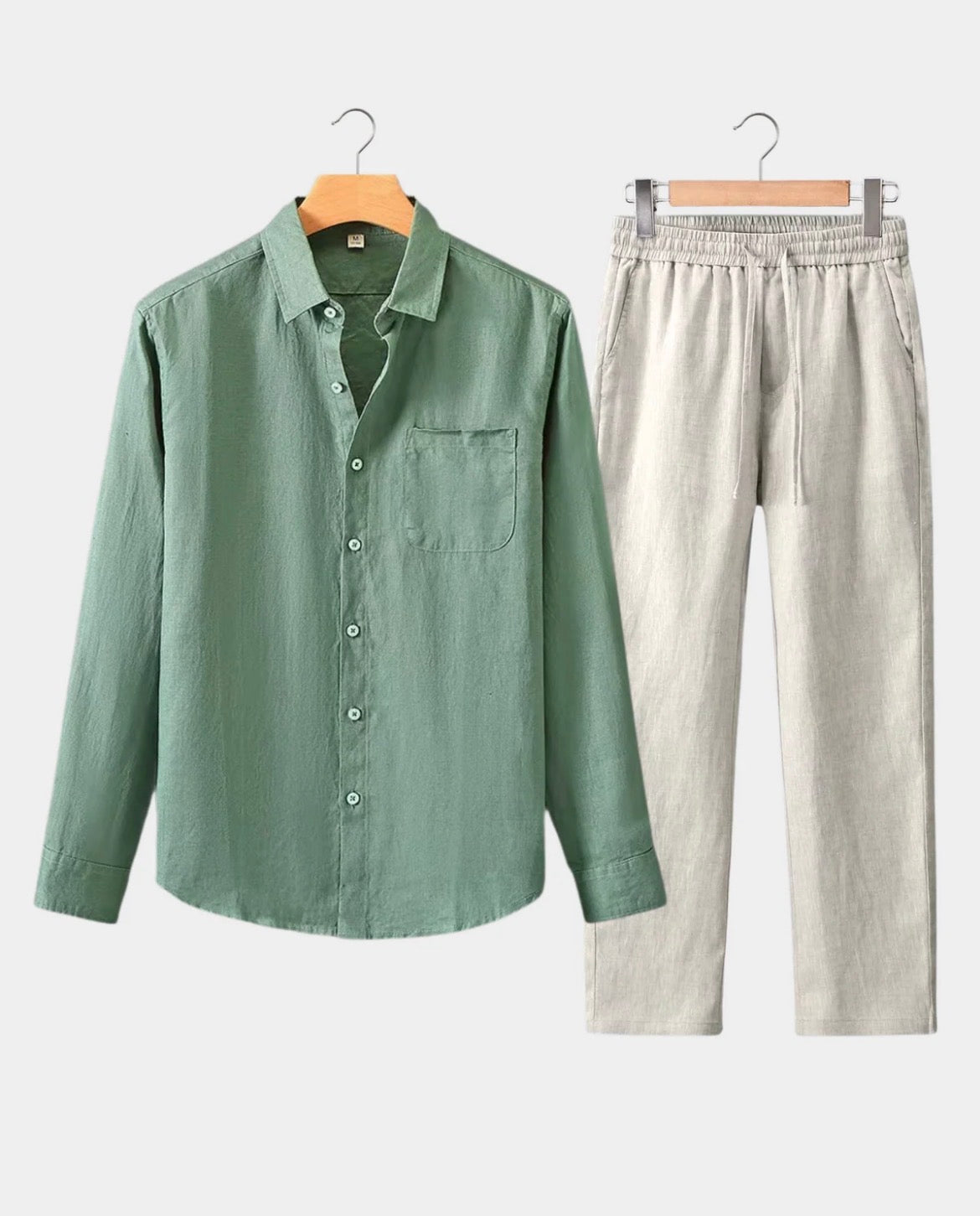 Le Riviera longsleeve summer set - green/beige