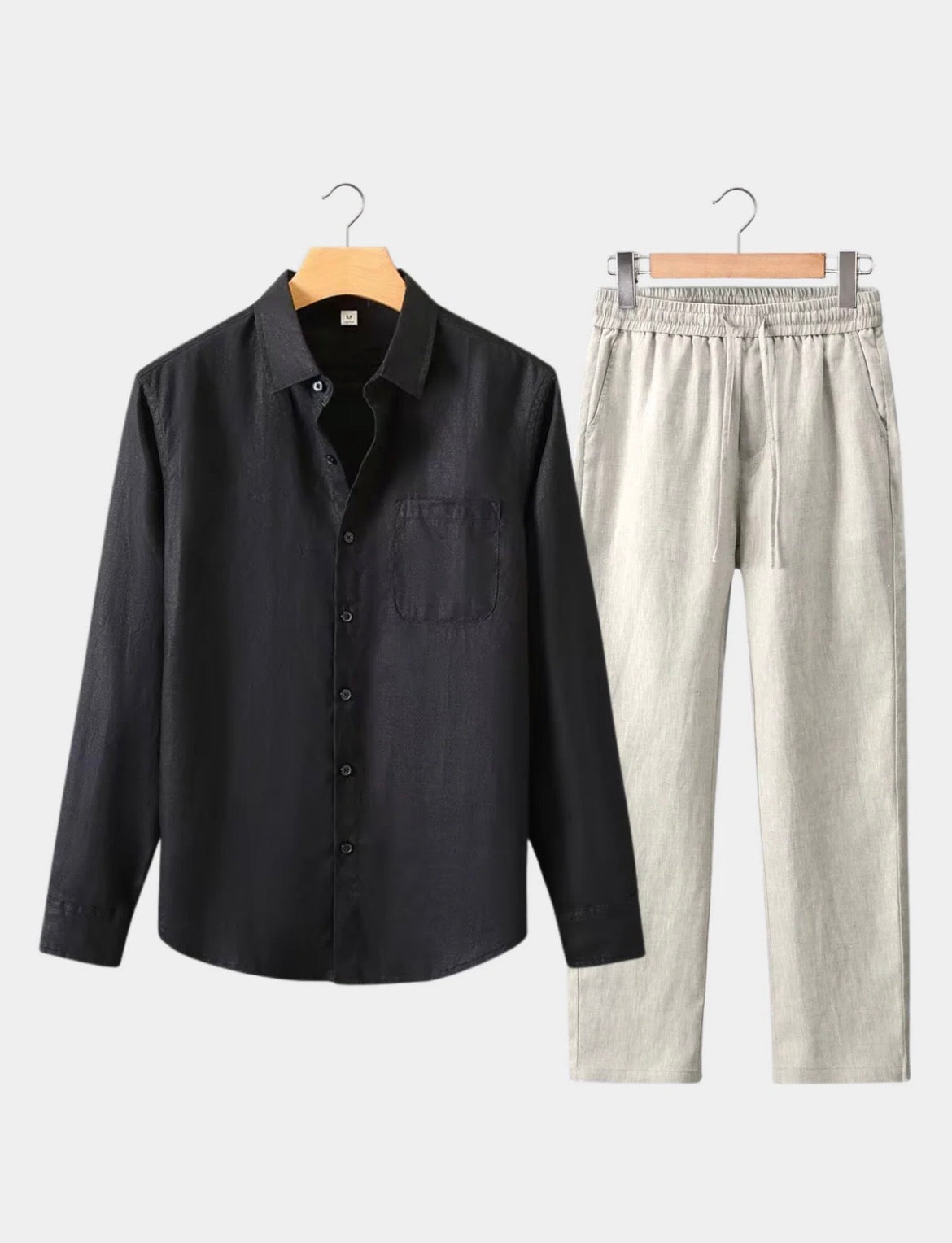 Le Riviera Linen Set - Black/Beige