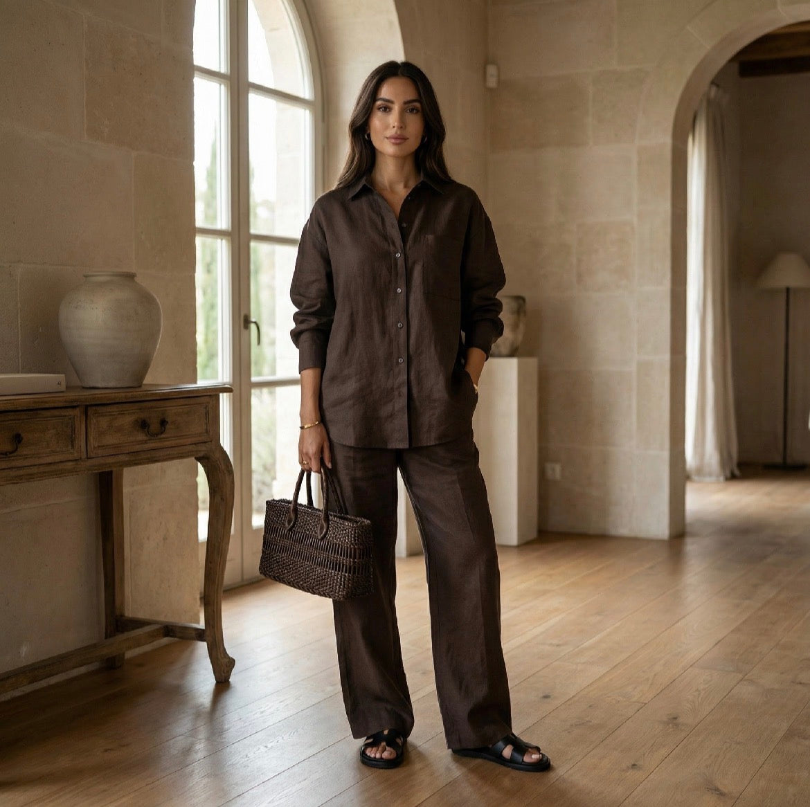 Firenze Linen Set – Cashmere Brown